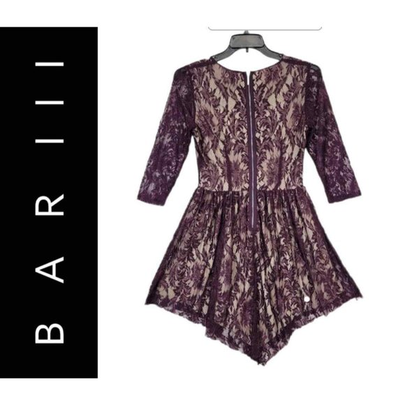 Bar III Woman Maroon Casual Formal Fit & Flare Stretch Long Sleeve Dress Medium - Picture 4 of 11